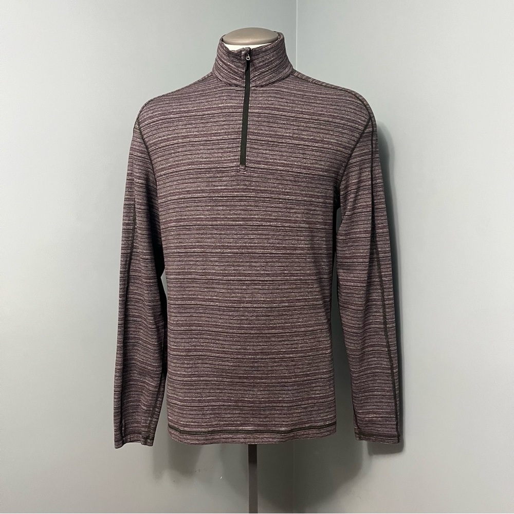 LULULEMON Surge warm 1/2 zip polar night stripe long sleeve shirt Men size large